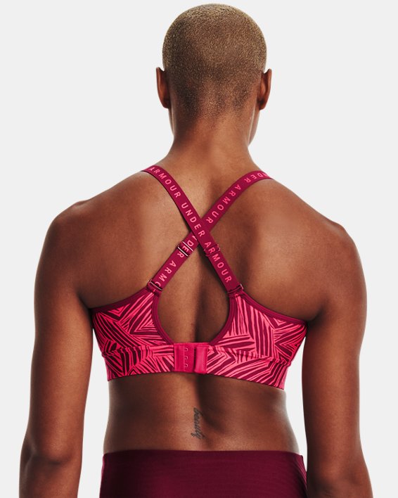 Women's UA Infinity Mid Printed Sports Bra, Pink, pdpMainDesktop image number 5